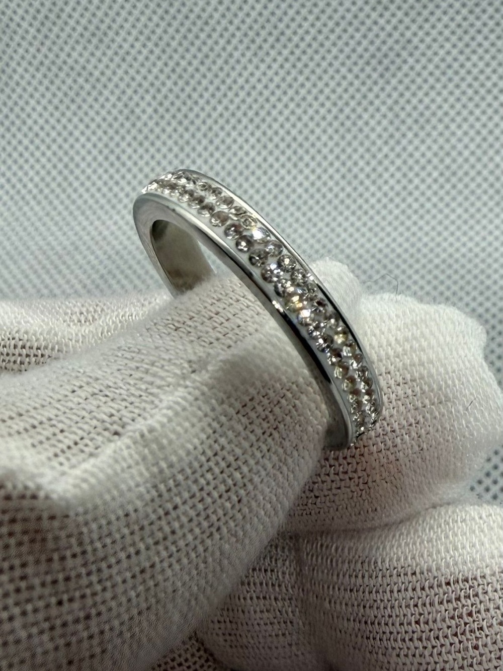 Stainless Steel Crystal Band Ring